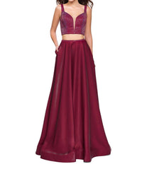 La Femme - Two Piece A - line Prom Dress - clothing - dresses - patterned