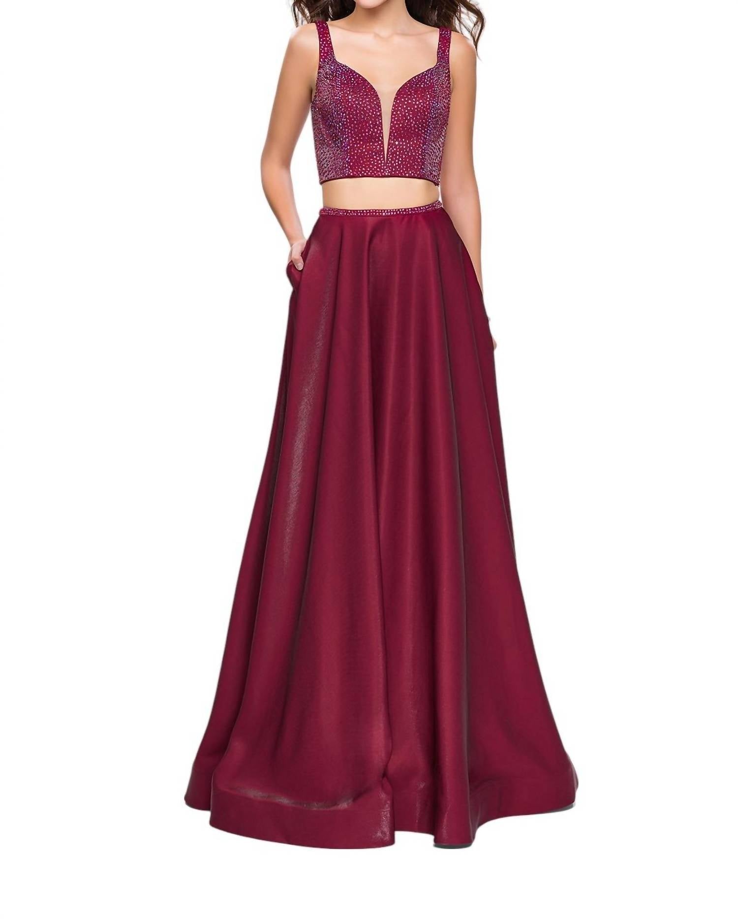 La Femme - Two Piece A - line Prom Dress - clothing - dresses - patterned