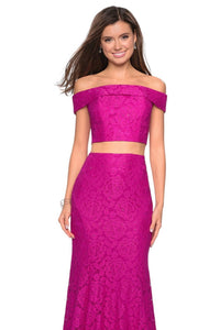 La Femme - Two Piece Lace Prom Dress - clothing - dresses - lace