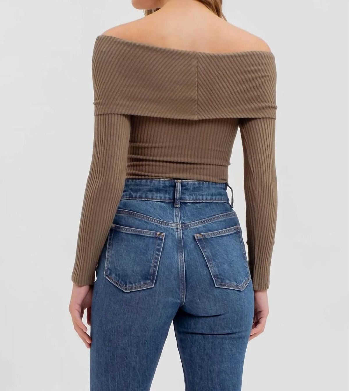 La Miel - Foldover off the shoulder long sleeve top