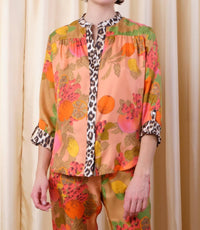 La Prestic Ouiston - Jeanne Long Sleeve Blouse - clothing - orange - patterned