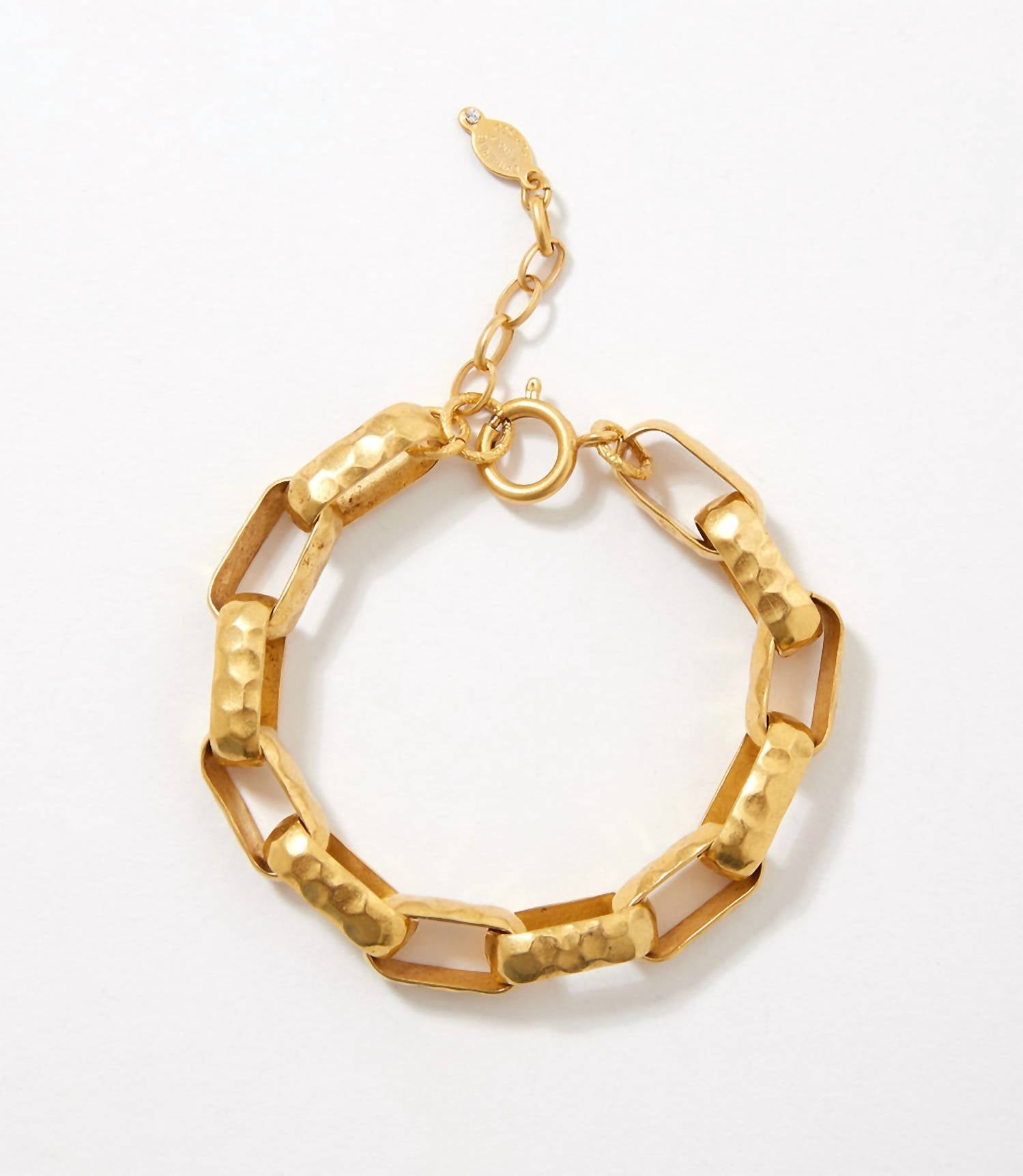 La Vie Parisienne - Hammered Chain Link Bracelet - bracelets - gold - jewelry