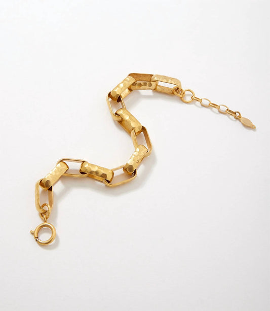 La Vie Parisienne - Hammered Chain Link Bracelet - bracelets - gold - jewelry
