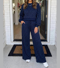 Labiz Fashion - Polka Dot Shift Drawstring Pants Set