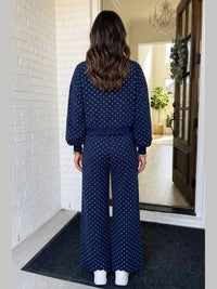 Labiz Fashion - Polka Dot Shift Drawstring Pants Set