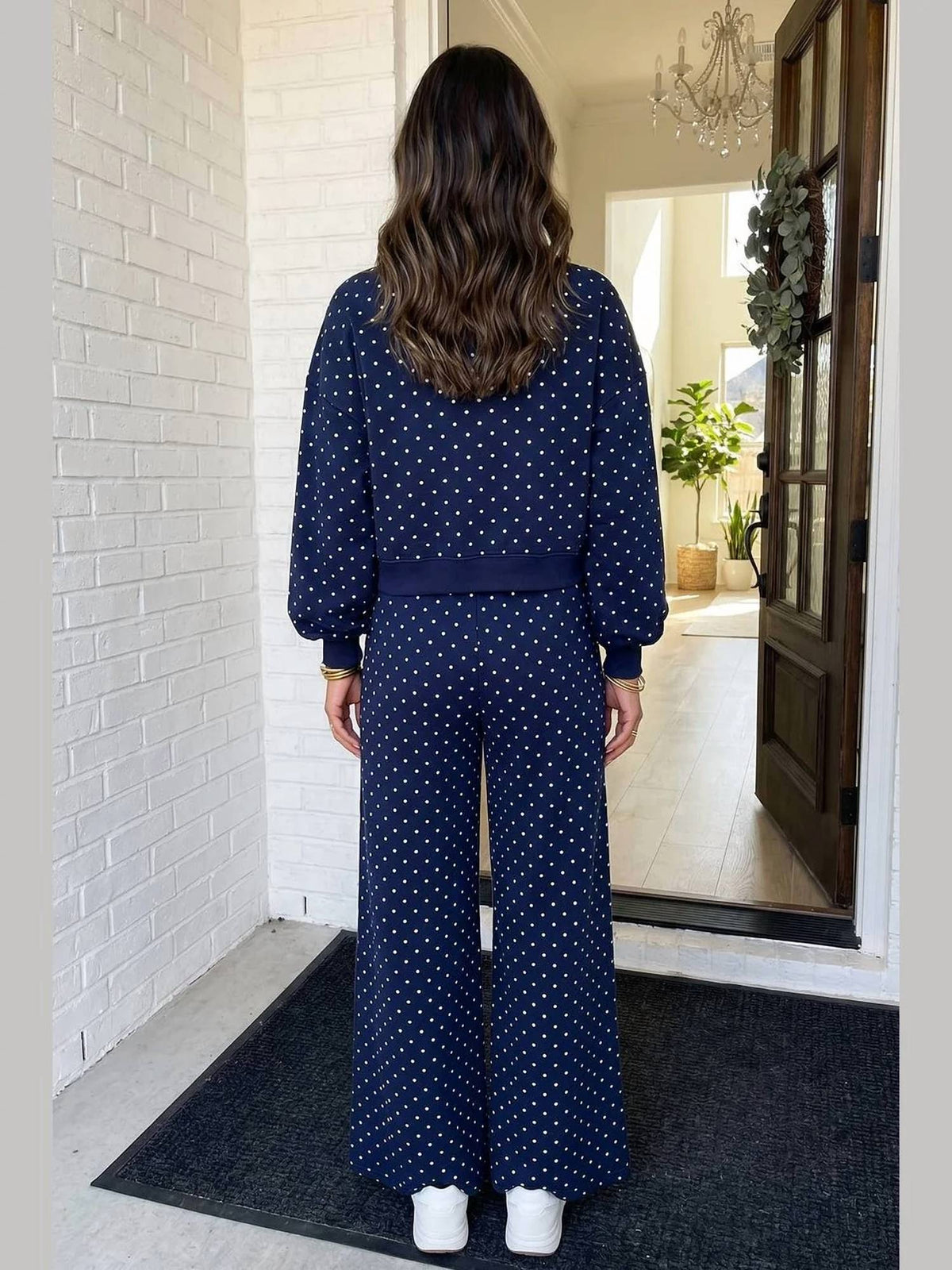 Labiz Fashion - Polka Dot Shift Drawstring Pants Set