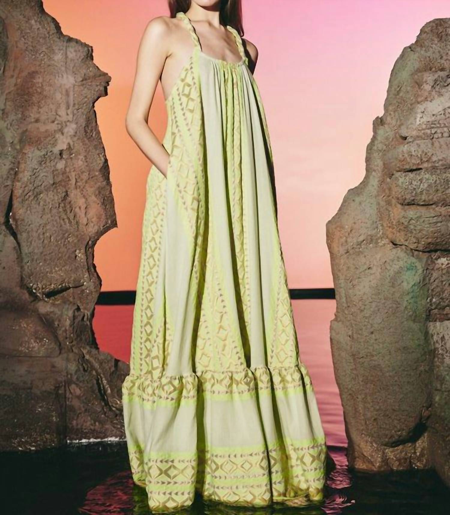 Lace - Spaghetti Strap Maxi Dress - clothing - dresses - green