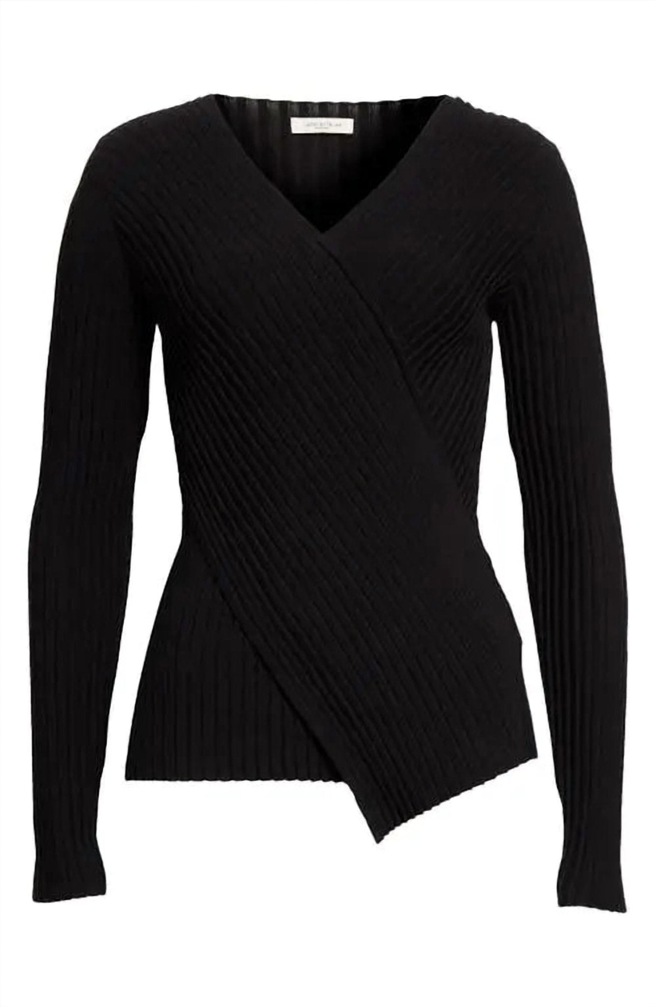 Lafayette 148 - WRAPPED - FRONT RIBBED SWEATER - black - clothing - shirts