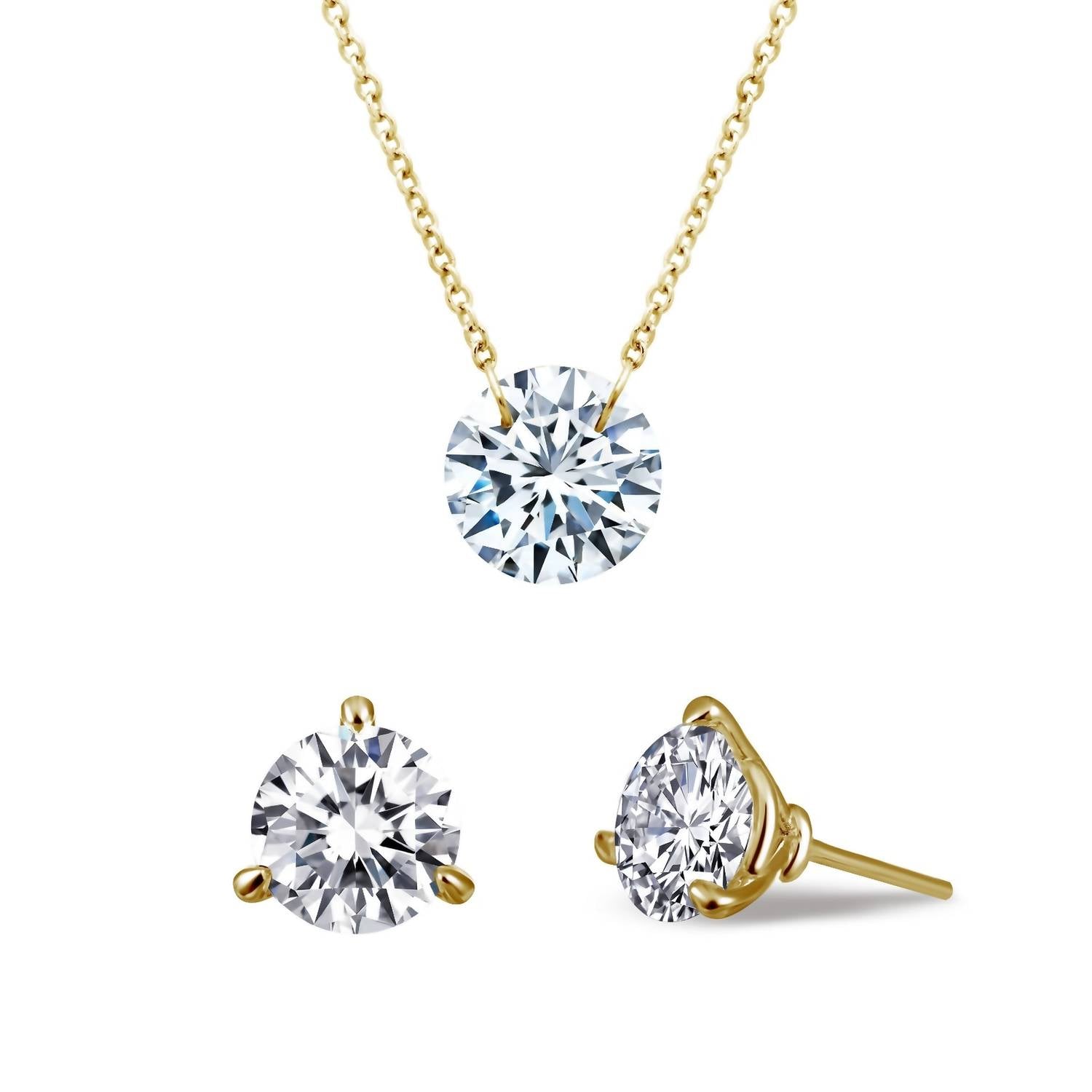 Lafonn - Women's Holiday 2021 Solitaire Gold Set - gold - jewelry - necklaces