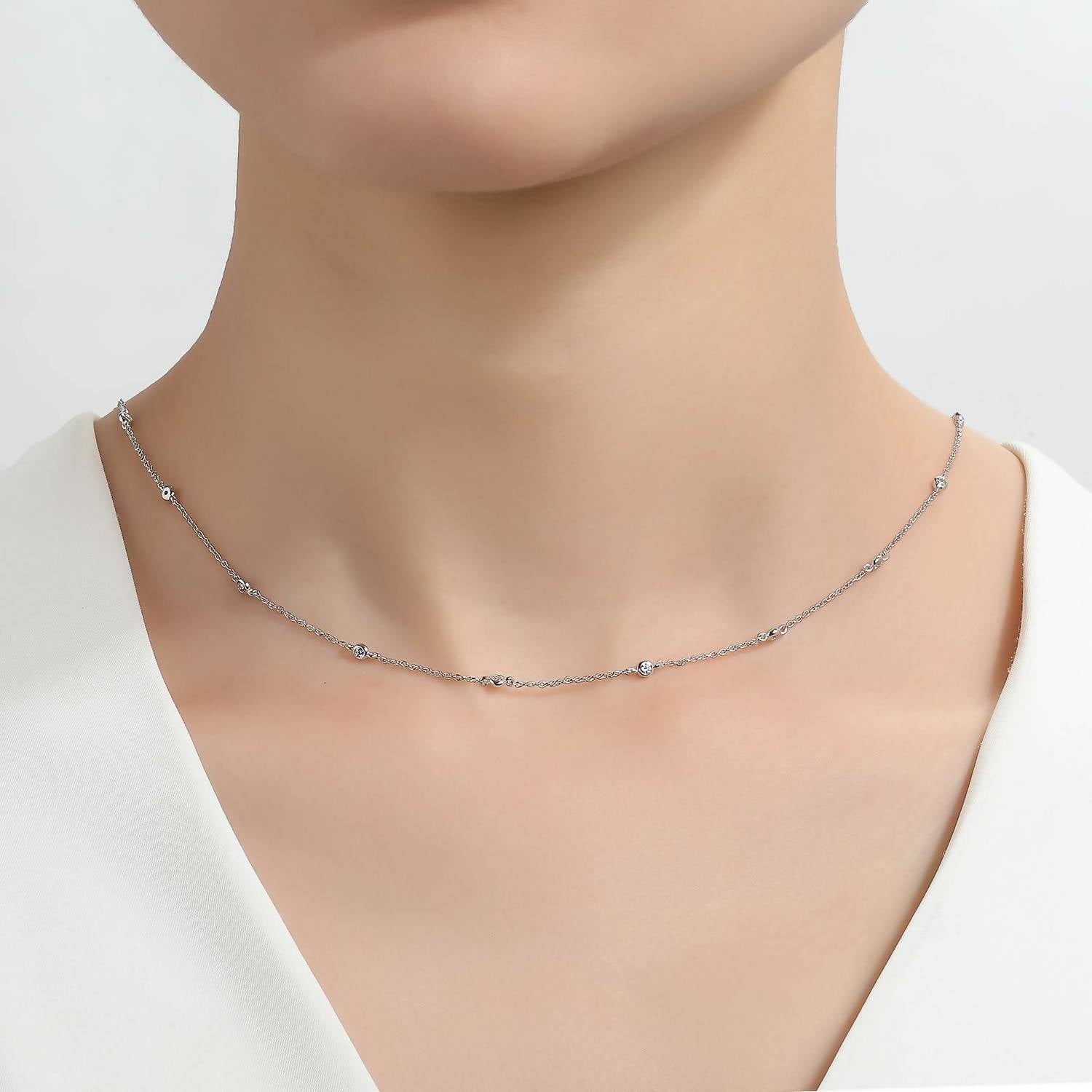 Lafonn - Women's Station Necklace - jewelry - necklaces - silver