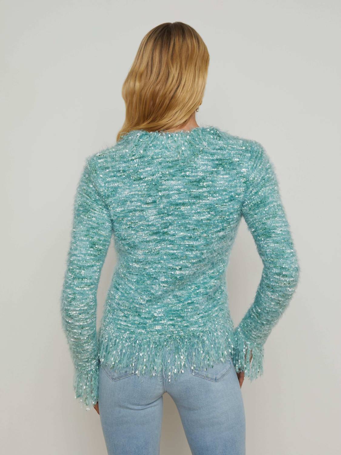 L'Agence - Azure Fringe Cardigan - cardigans - clothing - green