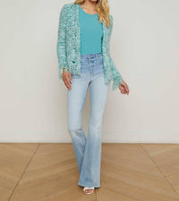 L'Agence - Azure Fringe Cardigan - cardigans - clothing - green