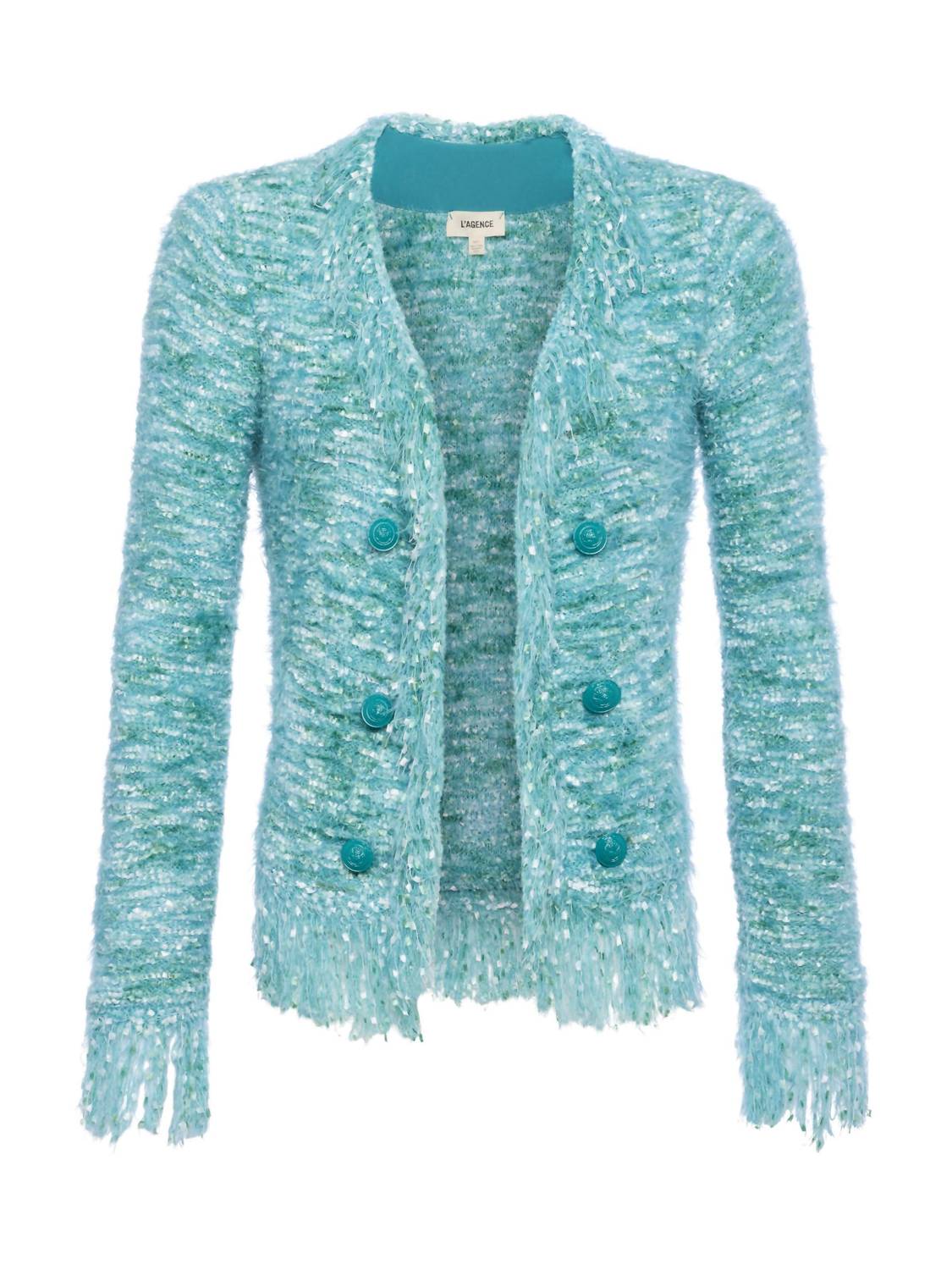 L'Agence - Azure Fringe Cardigan - cardigans - clothing - green