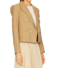 L'Agence - Brooke Double Breasted Cropped Blazer - blazers - clothing - cotton - blend