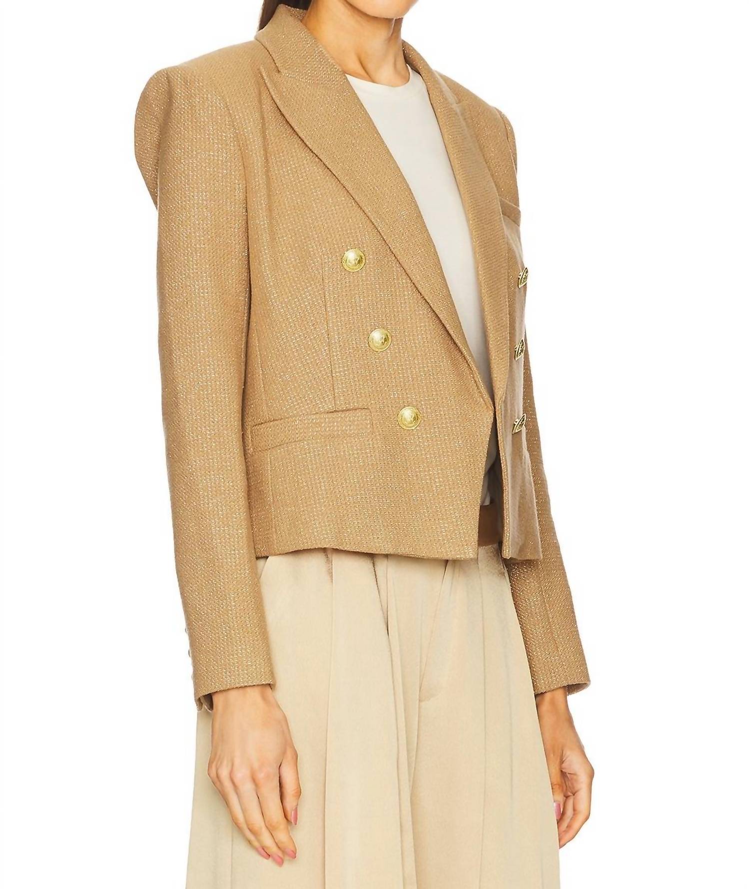 L'Agence - Brooke Double Breasted Cropped Blazer - blazers - clothing - cotton - blend