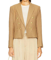 L'Agence - Brooke Double Breasted Cropped Blazer - blazers - clothing - cotton - blend