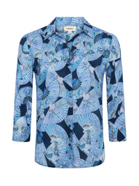 L'Agence - Camille 3/4 Sleeve Blouse - blouses - blue - clothing