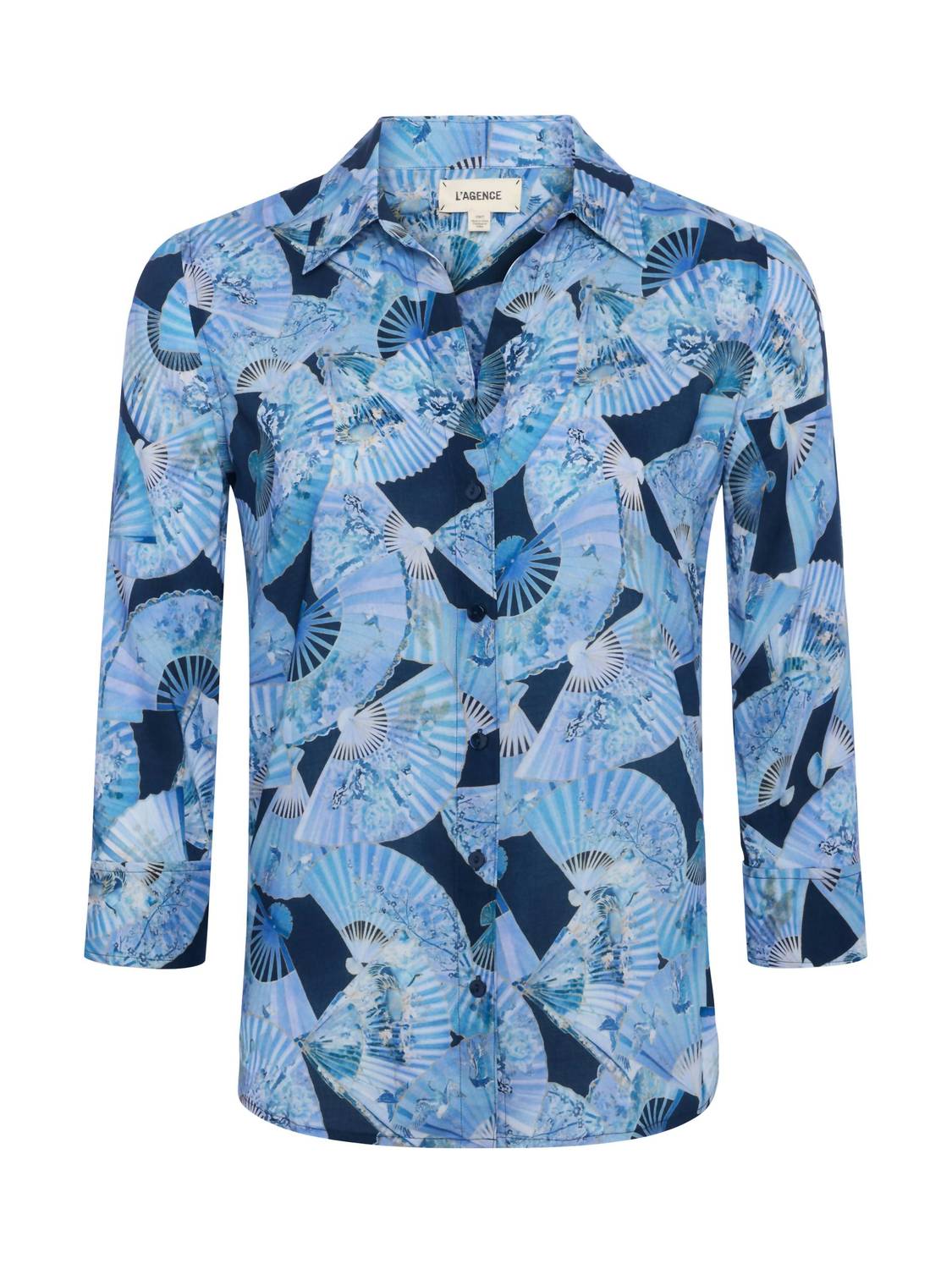 L'Agence - Camille 3/4 Sleeve Blouse - blouses - blue - clothing