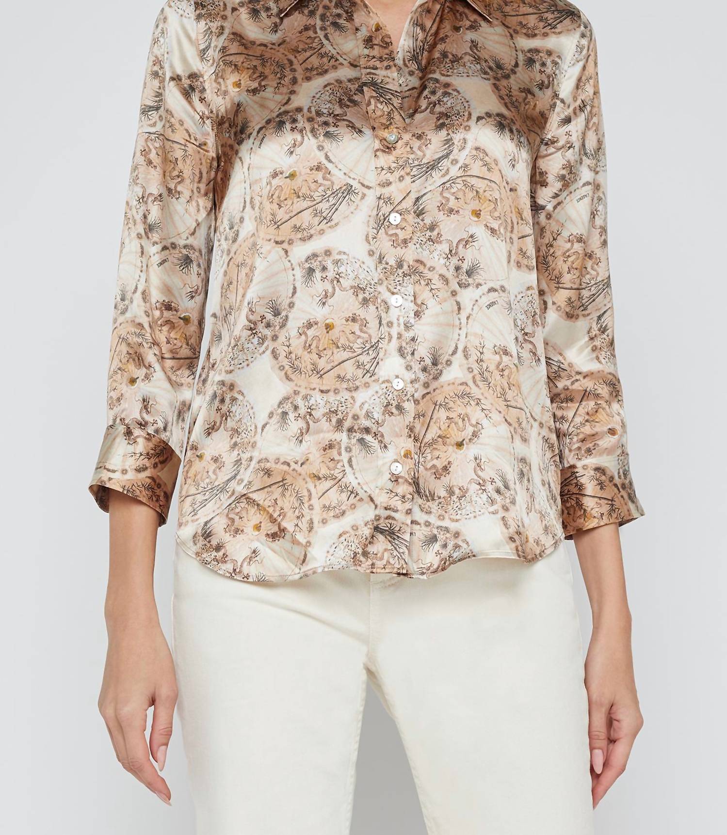 L'Agence - Dani Silk Blouse - beige - blouses - clothing