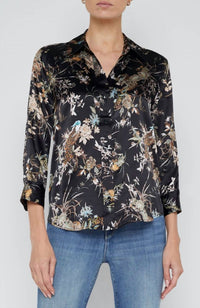 L'Agence - Dani Three Quarter Sleeve Blouse - black - blouses - clothing