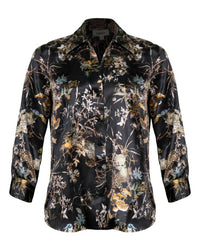 L'Agence - Dani Three Quarter Sleeve Blouse - black - blouses - clothing