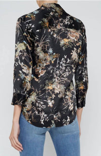 L'Agence - Dani Three Quarter Sleeve Blouse - black - blouses - clothing