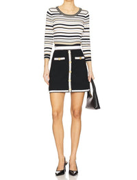 L'Agence - Emi Knit Mini Skirt - black - clothing - cotton - blend