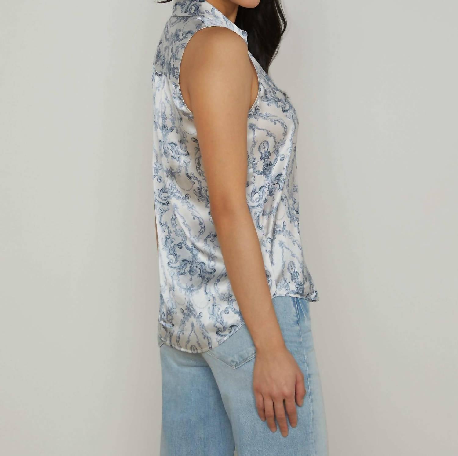 L'Agence - Emmy Sleeveless Silk Blouse - blouses - clothing - patterned