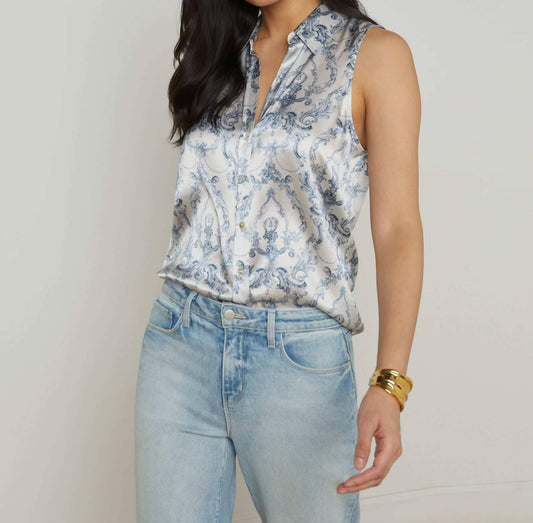 L'Agence - Emmy Sleeveless Silk Blouse - blouses - clothing - patterned