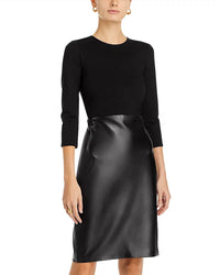 L'Agence - Franci Leather Ponte Dress