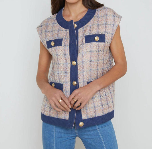 L'Agence - Laurel Oversized Vest - blue - clothing - jackets