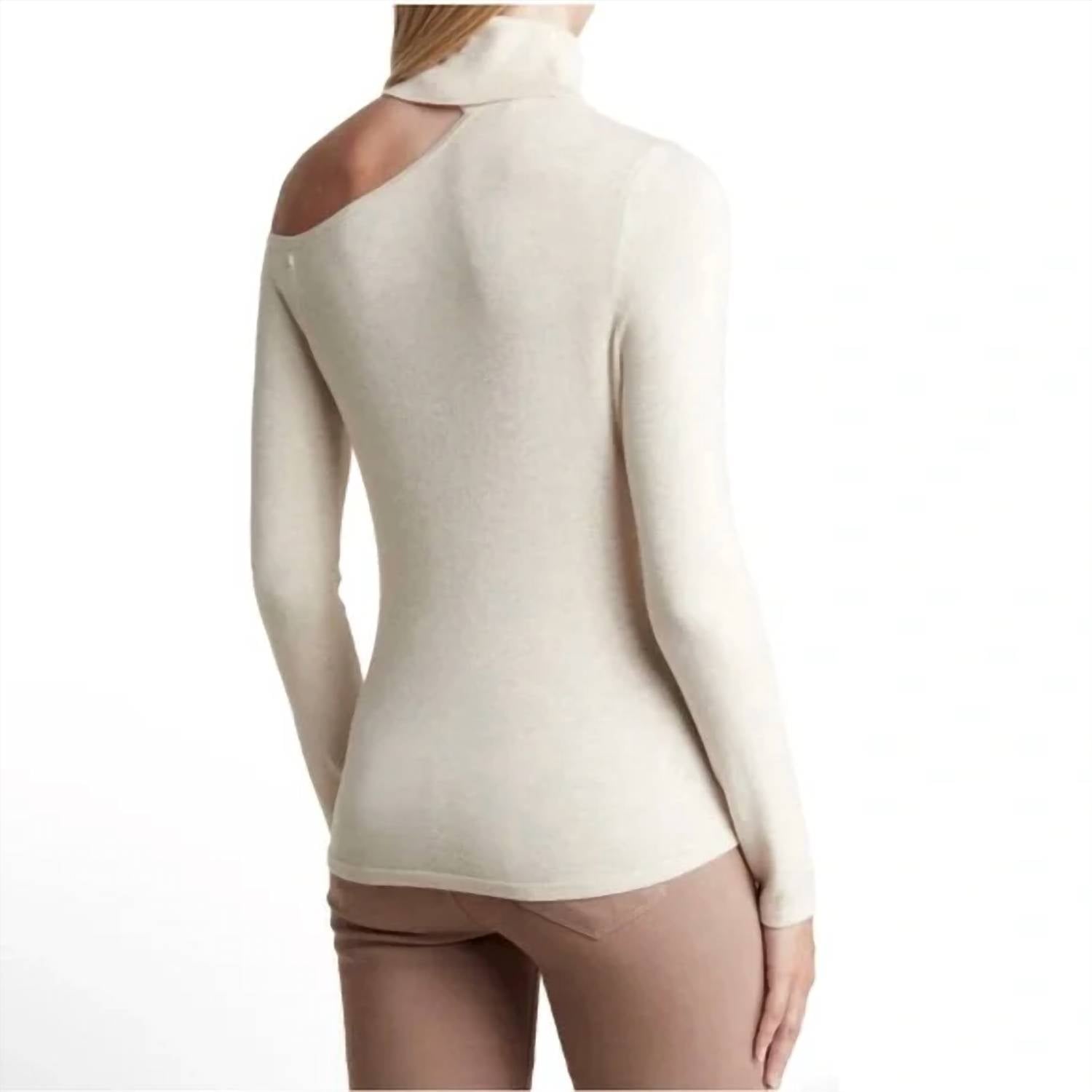 L'Agence - Nicky Cut Out Sweater - beige - clothing - cowl