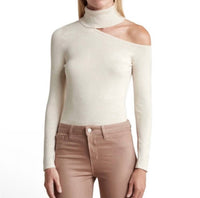 L'Agence - Nicky Cut Out Sweater - beige - clothing - cowl