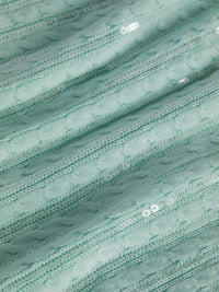 L'Agence - Trinity Sequin Cabled Pullover Sweater - clothing - cotton - green
