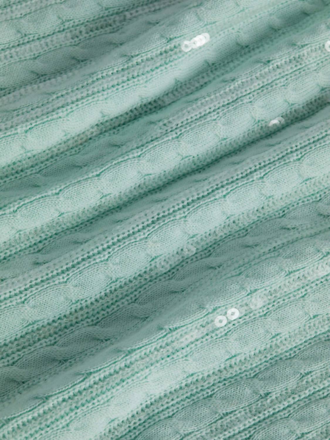 L'Agence - Trinity Sequin Cabled Pullover Sweater - clothing - cotton - green