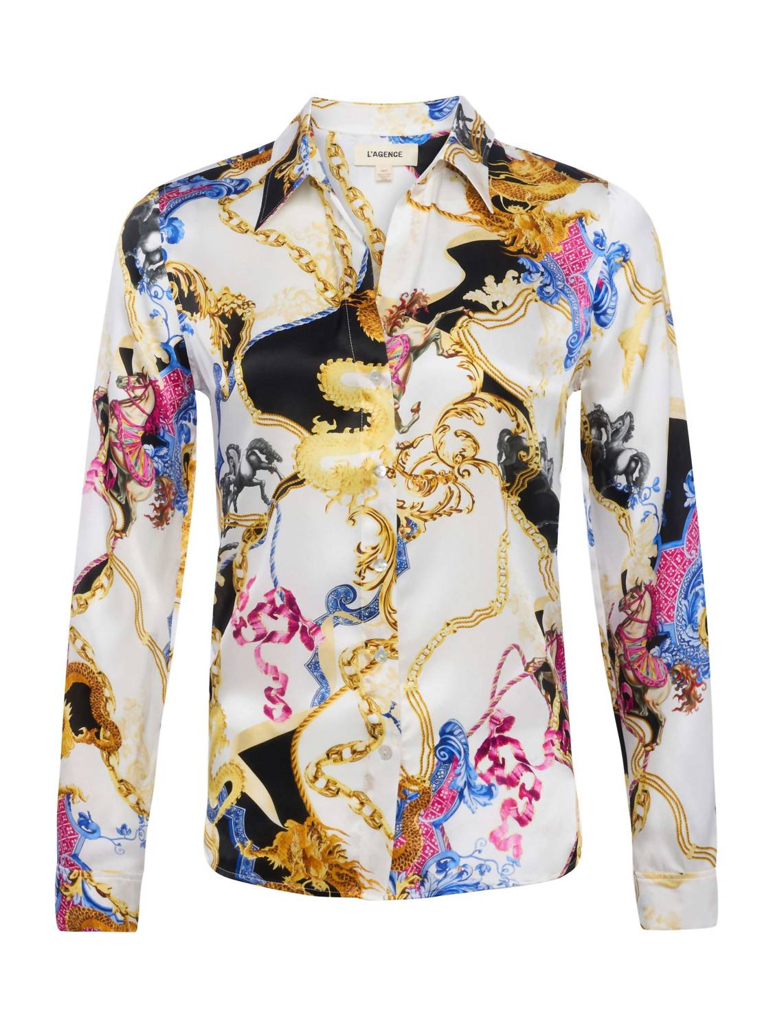 L'Agence - Tyler Silk Blouse - blouses - clothing - patterned