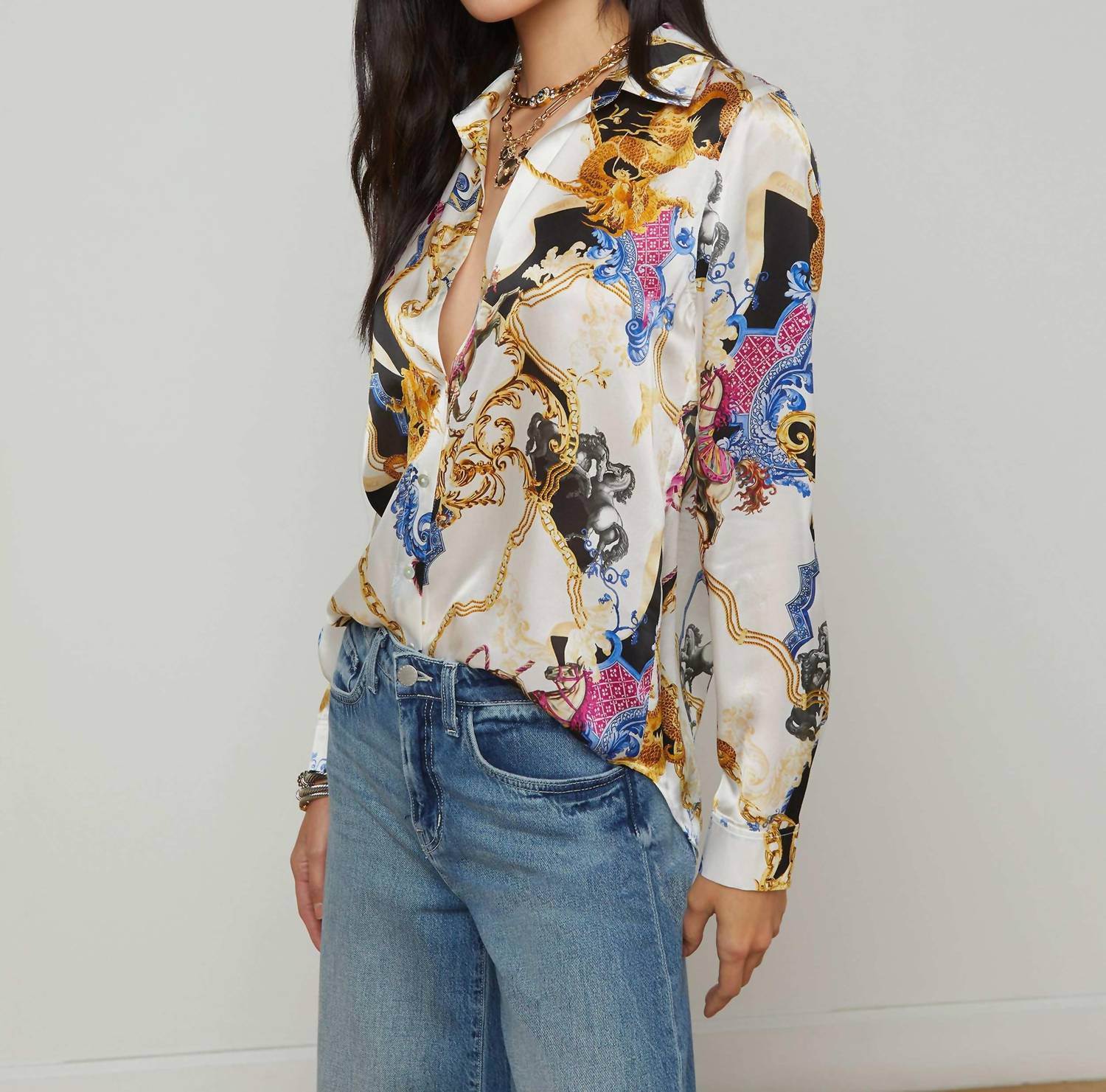 L'Agence - Tyler Silk Blouse - blouses - clothing - patterned