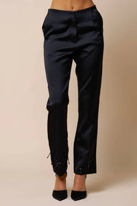 Lalavon - Beaded Satin Pants