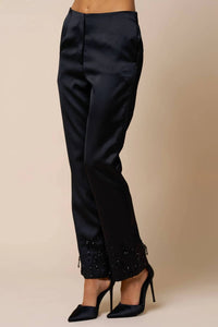 Lalavon - Beaded Satin Pants