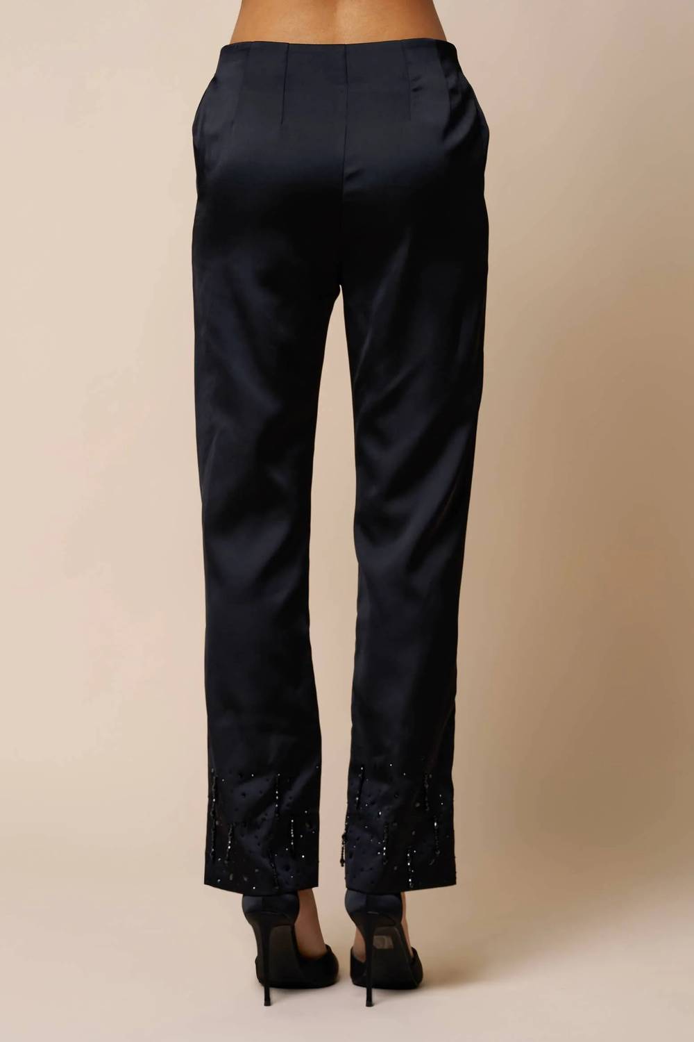Lalavon - Beaded Satin Pants