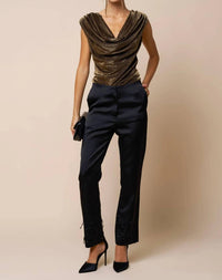 Lalavon - Beaded Satin Pants