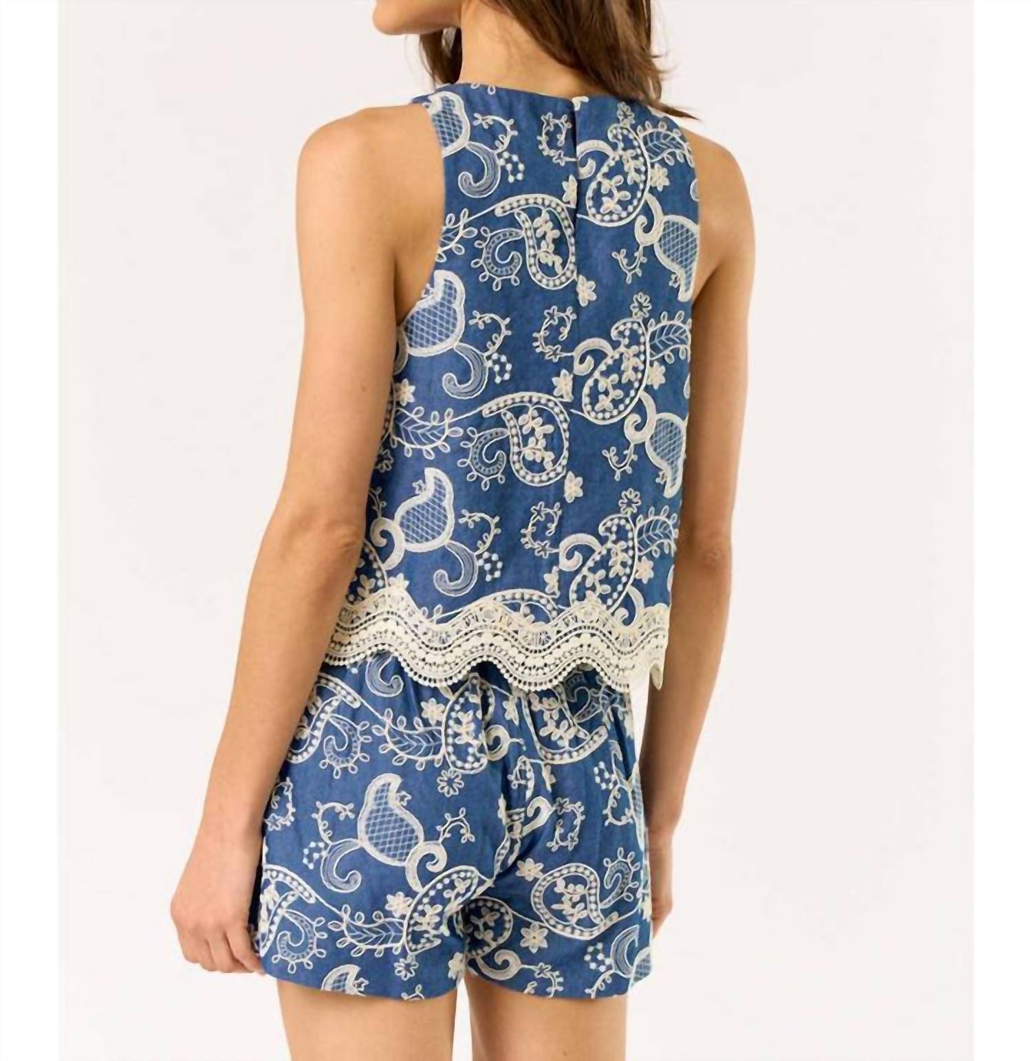 Lalavon - Hampton’s Morning Paisley Top - blouses - blue - clothing