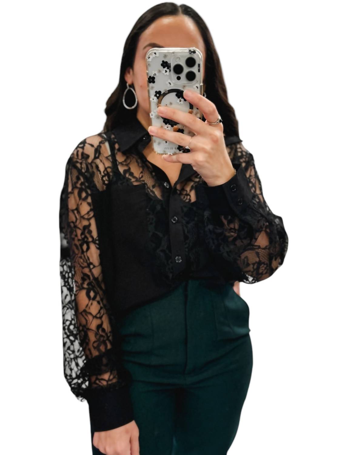 Lalavon - Lace Button Down Top Sweeter