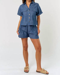Lalavon - Short Sleeve Denim Top