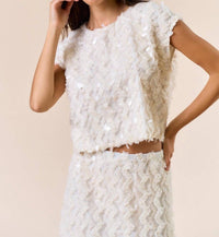 Lalavon - Short Sleeve Sequin Top