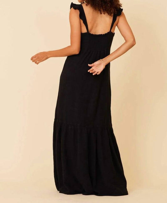 Lamade - Cabo Maxi V - neck Dress - black - clothing - cotton