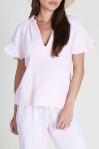 Lamade - Gia Gauze V - neck Top - blouses - clothing - cotton