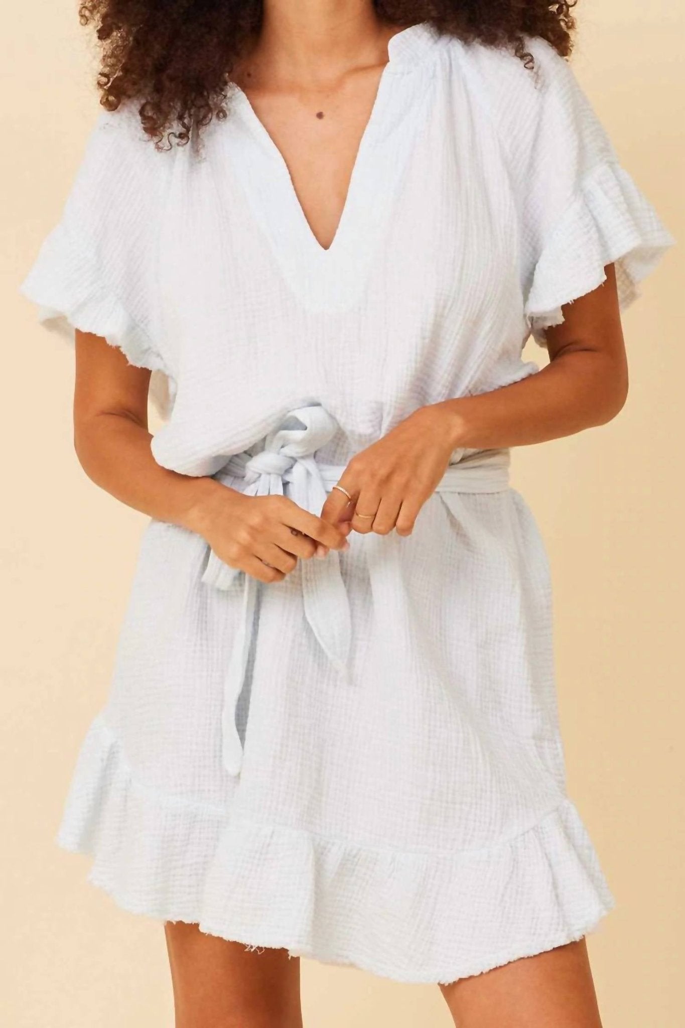 Lamade - Toes In The Sand V - neck Mini Dress - clothing - collection:Graddresses(Auto) - cotton