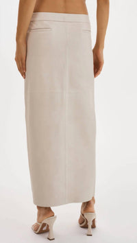 Lamarque - Abia Bon Low Waist Leather Skirt - beige - clothing - leather