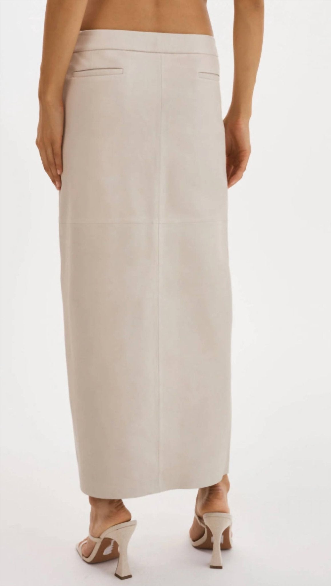 Lamarque - Abia Bon Low Waist Leather Skirt - beige - clothing - leather